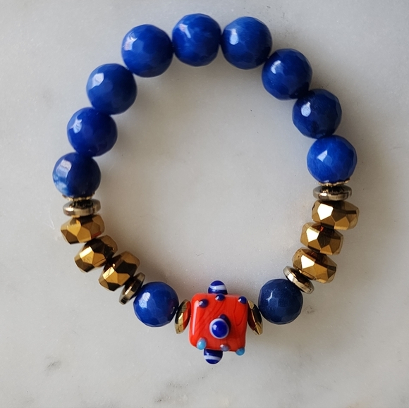 Blue Agate Murano Glass Bracelet - Picture 4 of 4